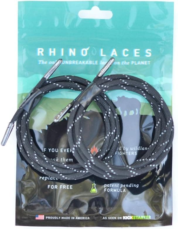 Rhino Laces Unbreakable Shoe Laces, Reflective Black, XX-Large