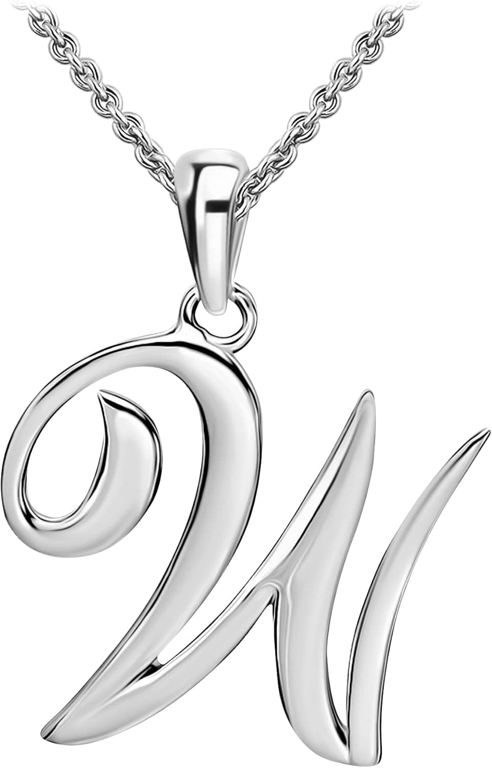 SEA OF ICE Initial Alphabet Letters from A-Z Personalized and Custom Name Pendant Necklace - Sterling Silver necklace 18 Inch - Necklaces for Everyday Wear