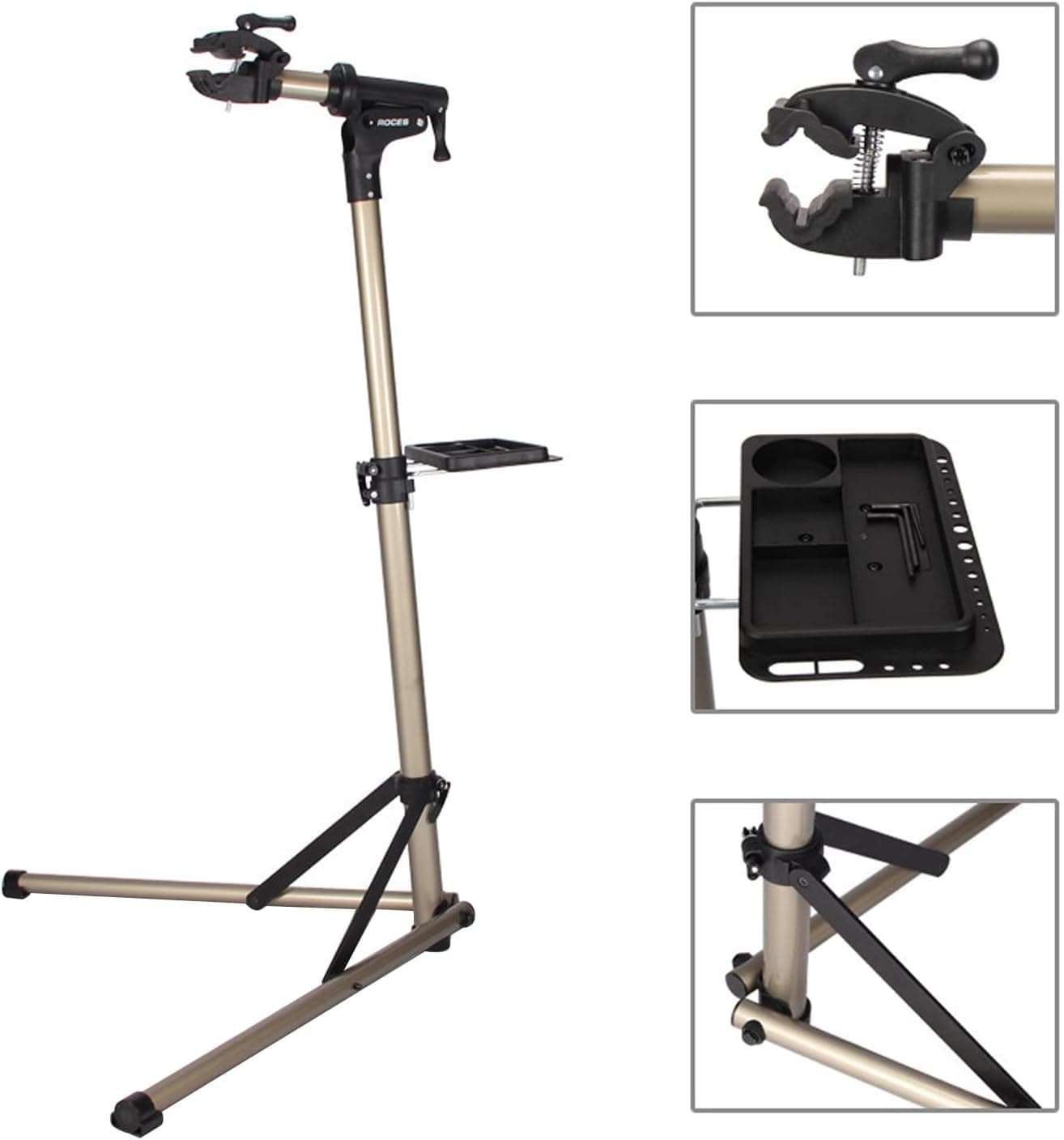 bimiti Bike Repair Stand Alloy Aluminum Home Portable Bicycle Mechanics Rack Great for Mountain Bikes and Road Bikes Maintenance Height Adjustable Bike Work Stand