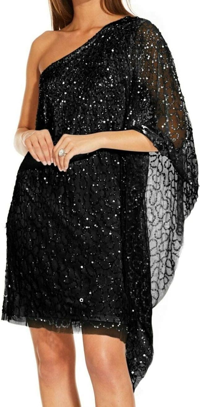 Adrianna Papell Women's One Shoulder Beaded Short Dress