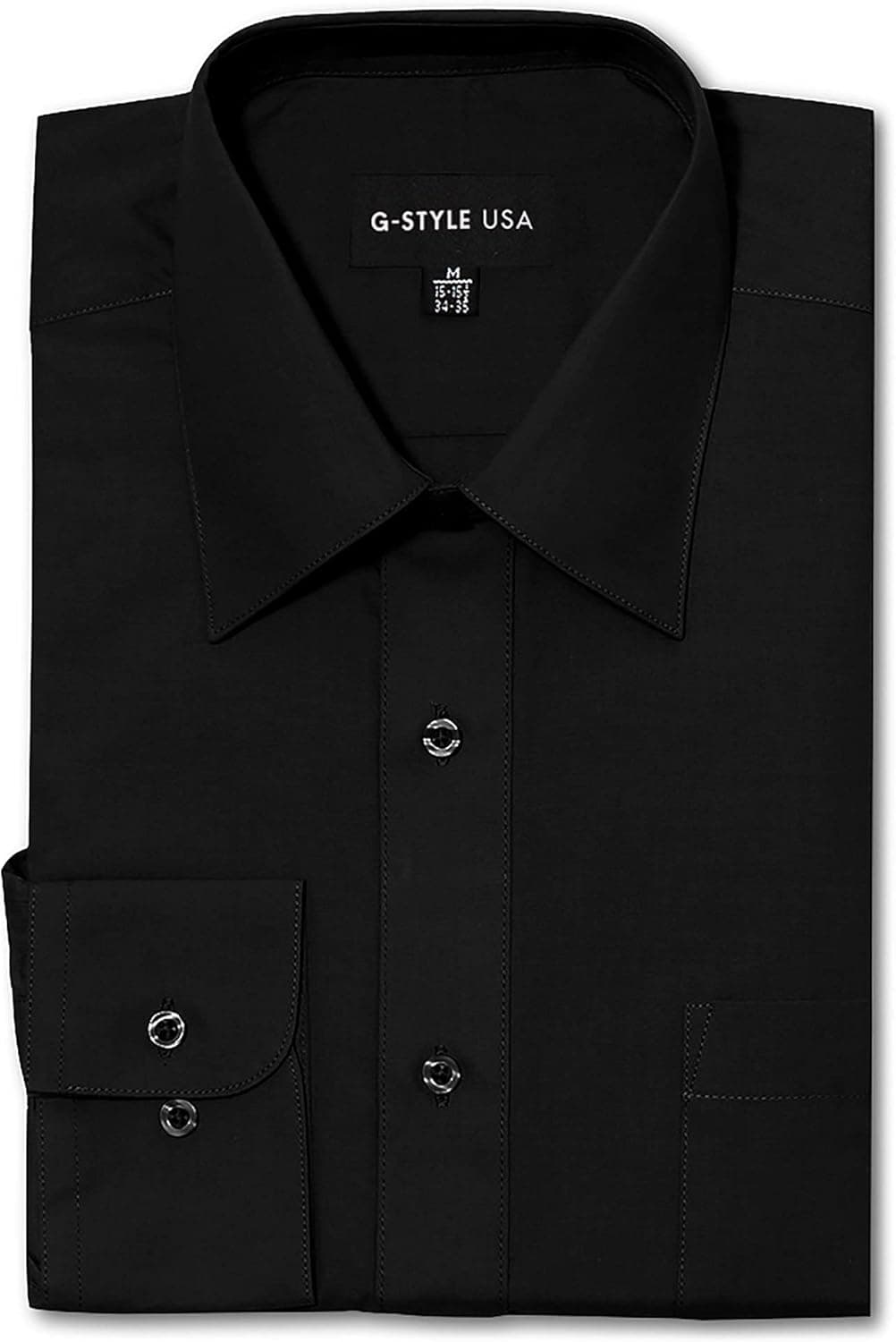 G-Style USA Men's Regular Fit Long Sleeve Solid Color Dress Shirts