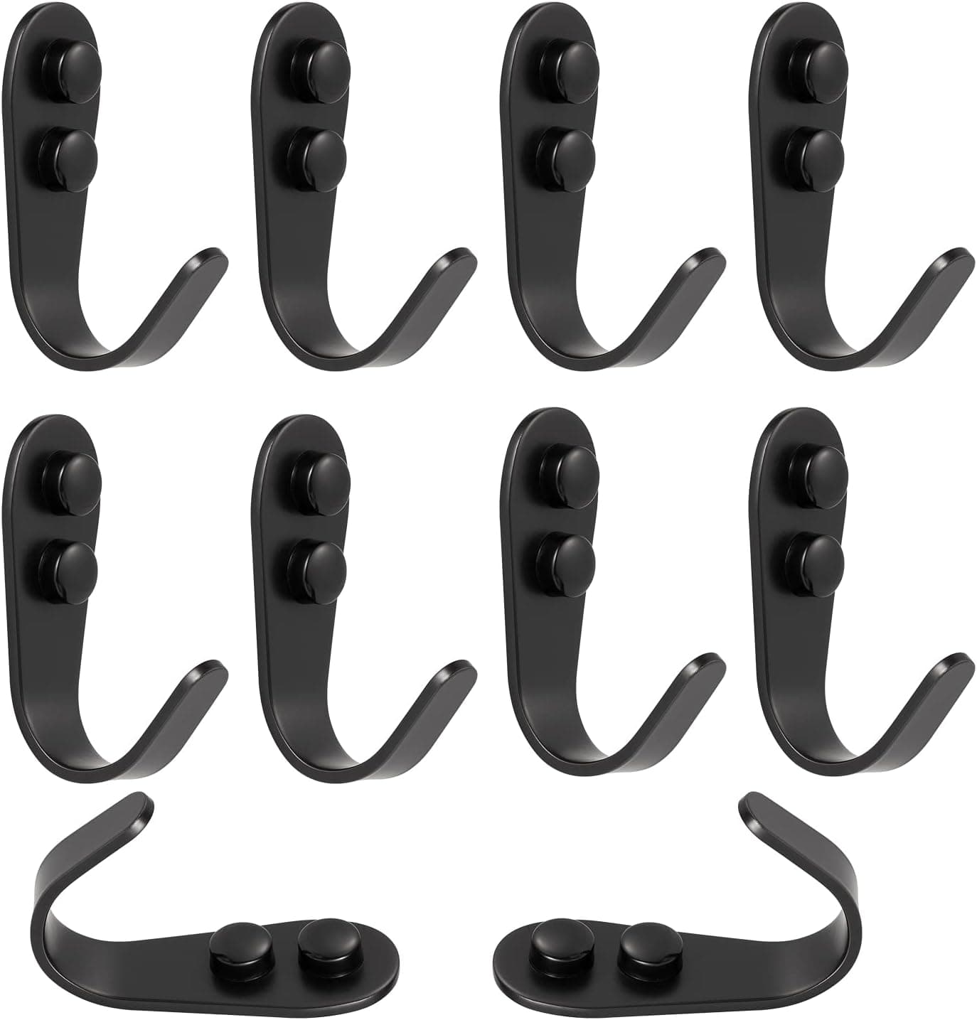 10 Pcs Wall Hooks ,Heavy Duty Coat Hooks Garage Hook Wall Mounted Hat Hangger Hooks Robe Hook Single Coat Hanger - for Bath Kitchen Garage (10 Pack,Black)