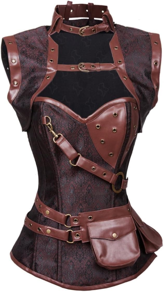 Charmian Women's Steampunk Spiral Steel Boned Vintage Retro Corset Tops Bustier