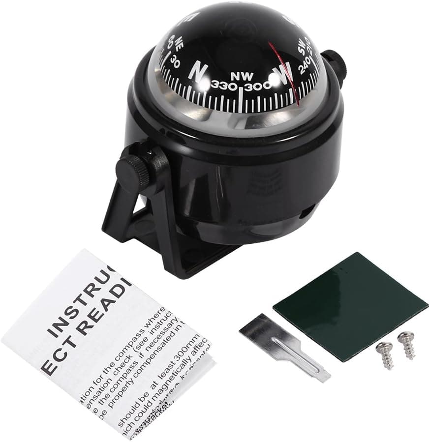 Digital Compass for Car, Boat Dashboard Navigation Marine Pivoting Compass Voyager Bracket Mount Compass (Color : Black) Compass for Car Boat Compasses Boat Compass
