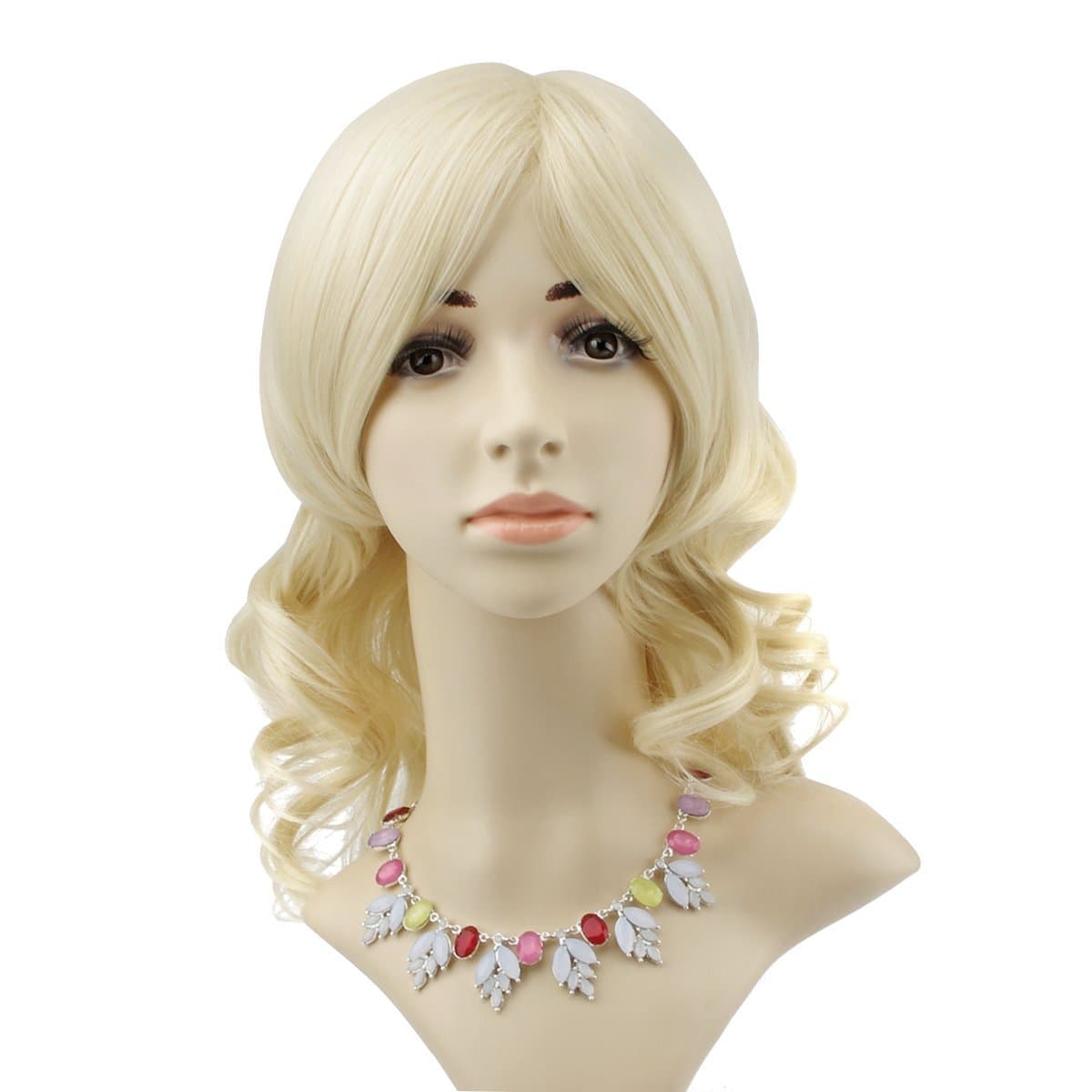 Trend Blonde Wigs for Women Hair Lace Front Blonde Cosplay Wig Long Full Sexy Natural Curly Wavy Glamour Vogue for Women Girls Kids with Adjustable Buckle Wigs Cap and Comb Kit Golden Blonde Color 5218