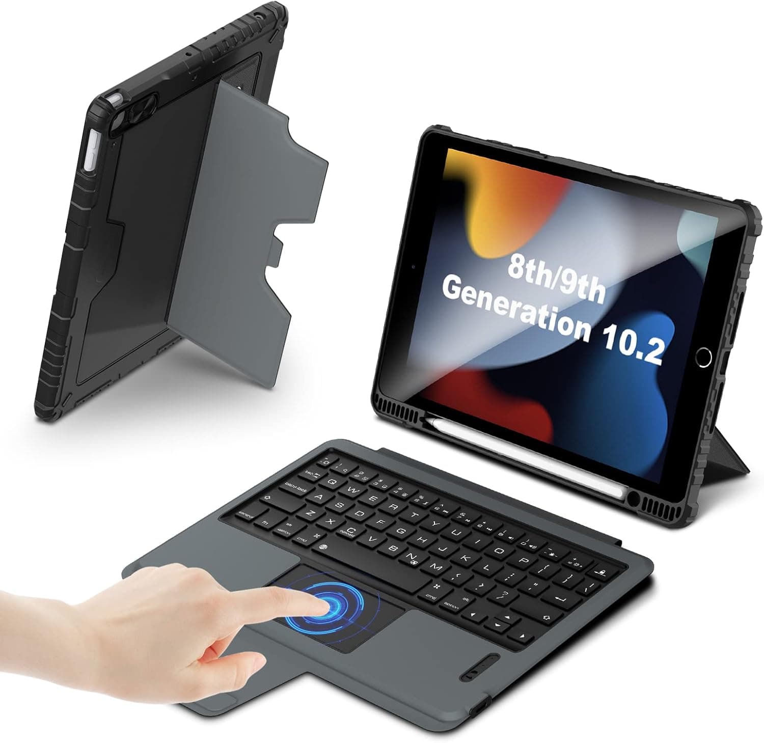 Nillkin iPad 9th Generation Case with Detachable Keyboard 10.2", 2021, with Kickstand Pencil Holder, for iPad 8th Generation 2020, 7th Gen 2019 (for iPad 10.2(2019/2020/2021), Dark Black)