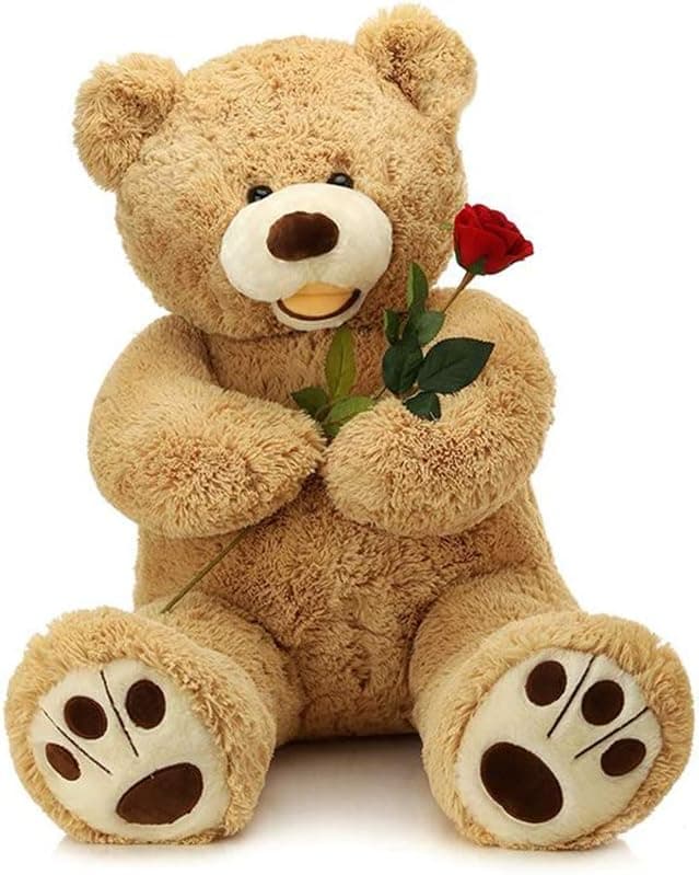 LApapaye 50 inch Giant Teddy Bears Stuffed Animal Plush Toy with Footprints Big Toys, Light Brown