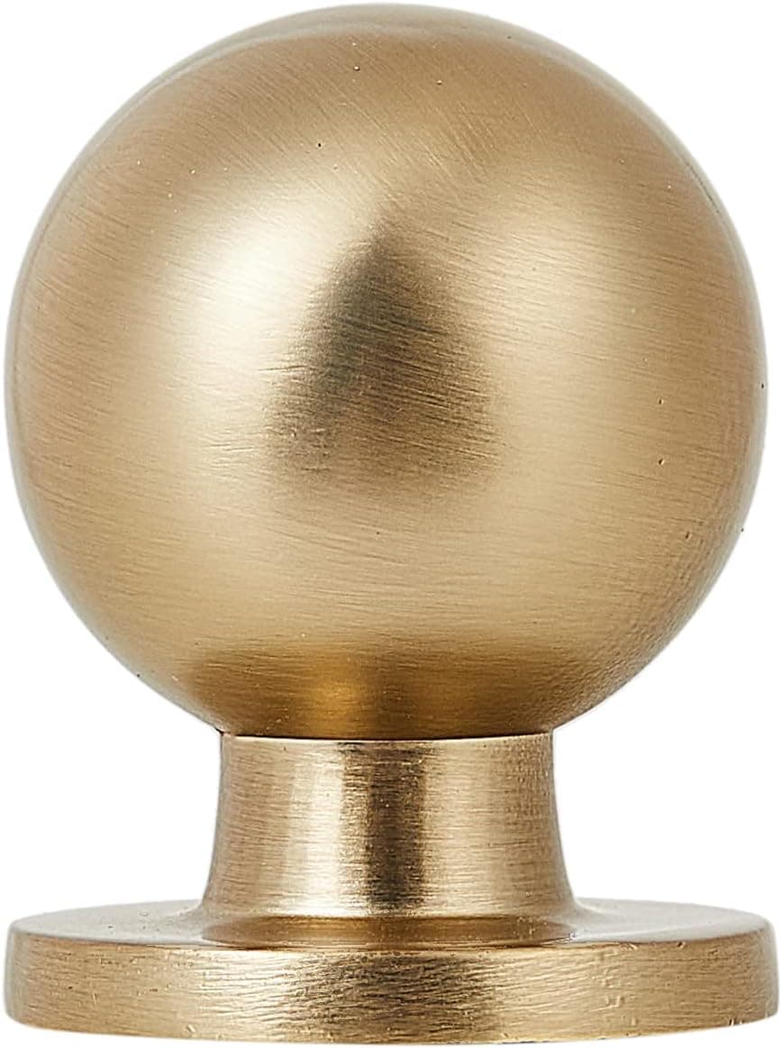 HARPOON 10 Pack Cabinet Round Knobs, Furniture Hardware Pull Brushed Gold Brass Champagne 1" Inch Diameter- 25mm