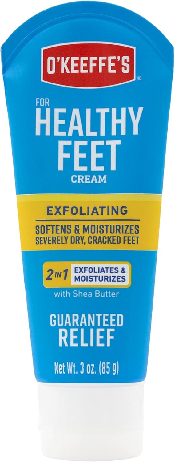 O'Keeffe's for Healthy Feet Exfoliating and Moisturizing Foot Cream, Guaranteed Relief for Extremely Dry, Cracked Feet, Softer Feet in 1 Use, 3.0 Ounce Tube, (Pack of 1)