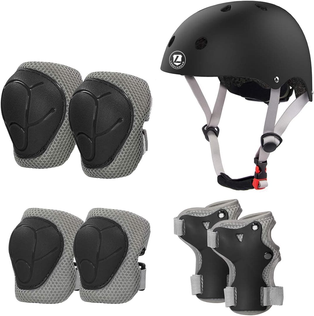 Kids Bike Helmet Knee Elbow Wrist Pads(Ages 2-8) Toddler Helmet for Cycling Scooter Inline Skating(Two Sets Removable Lining)