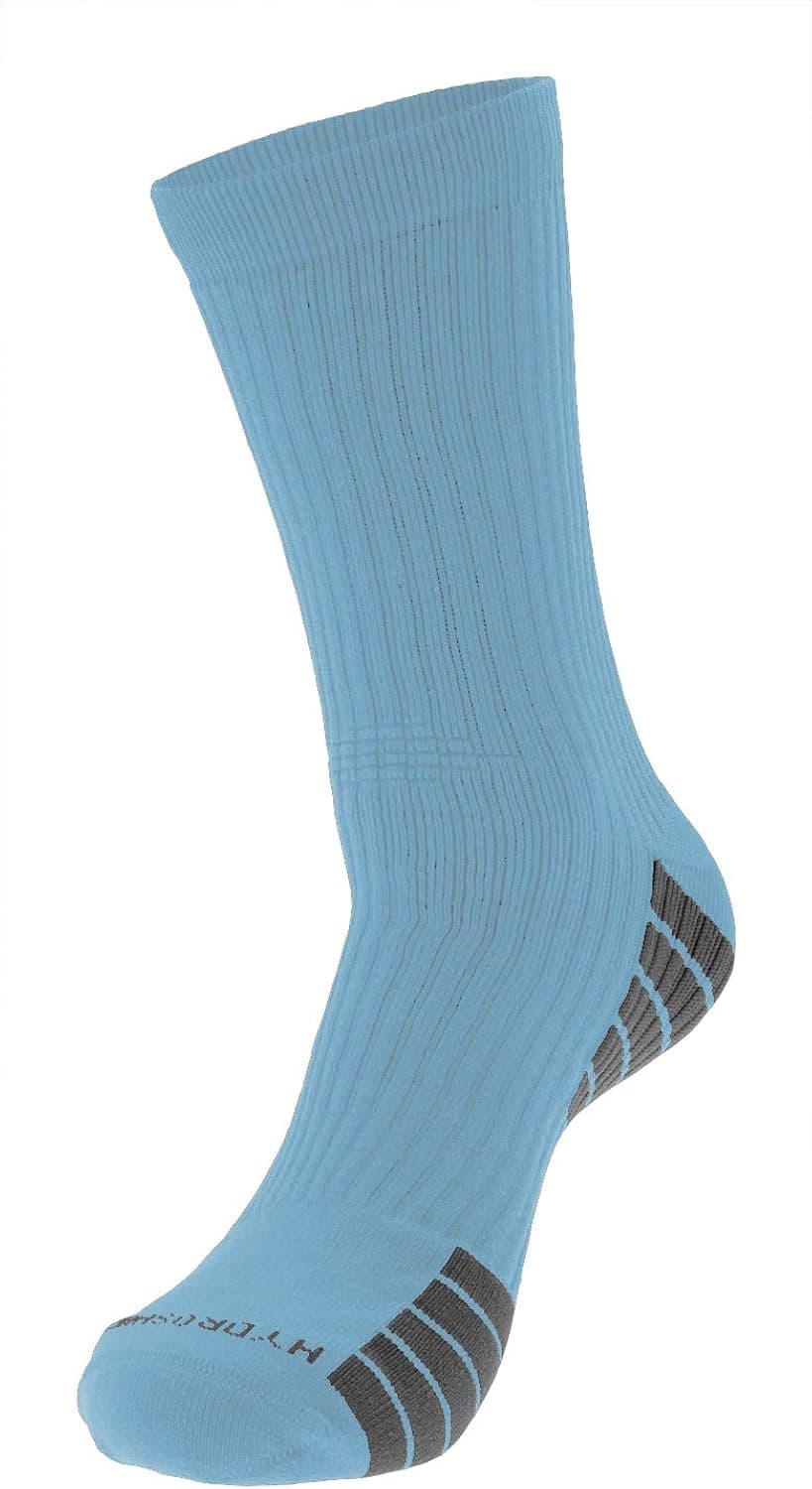 adidas Mens Team Speed Medium Cushioned Hydroshield Athletic Crew Socks (Large (9.5-12), Light Blue)