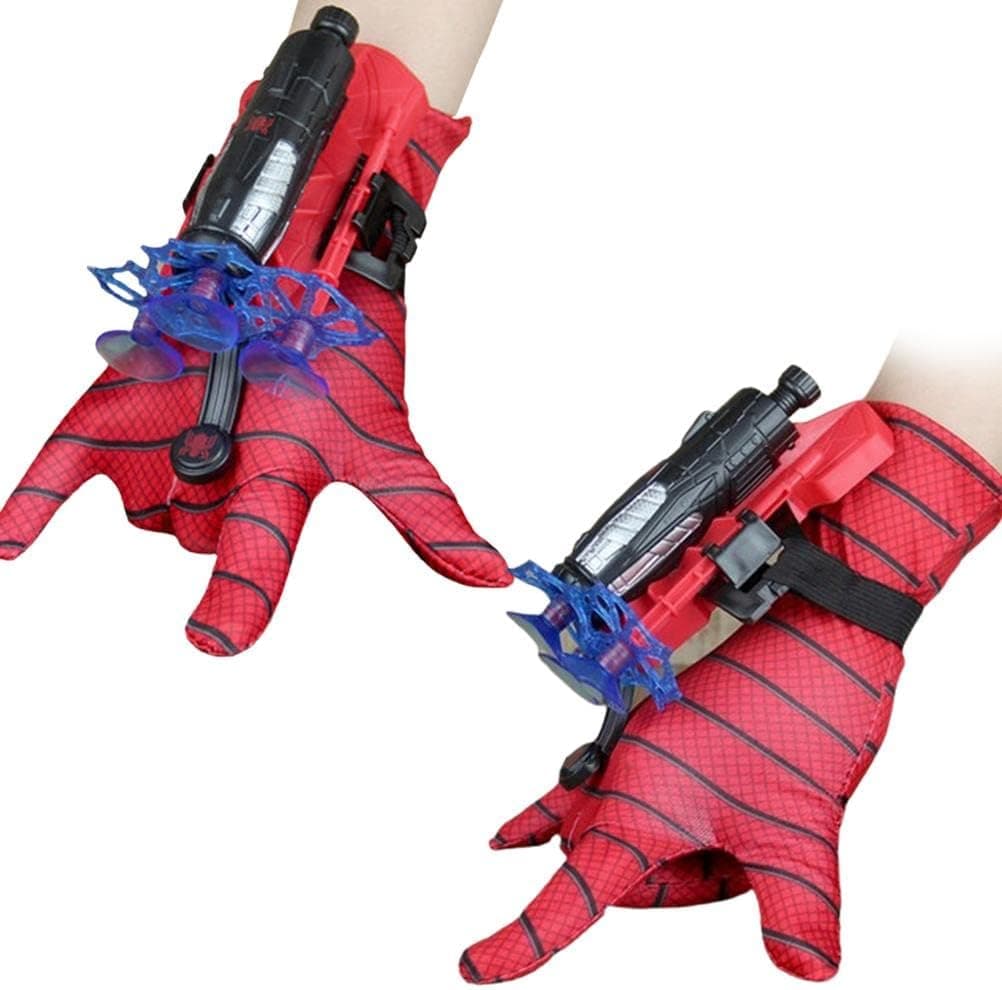 Enfudid Web Shooters Compatible for Spider-Man, Kids Props Decorate Web Shooters Cosplay Glove Strongman Launcher Wrist Toys Set, Funny Kids Educational Toys, 2 Launchers + 6 Sucker Darts + 2 Gloves