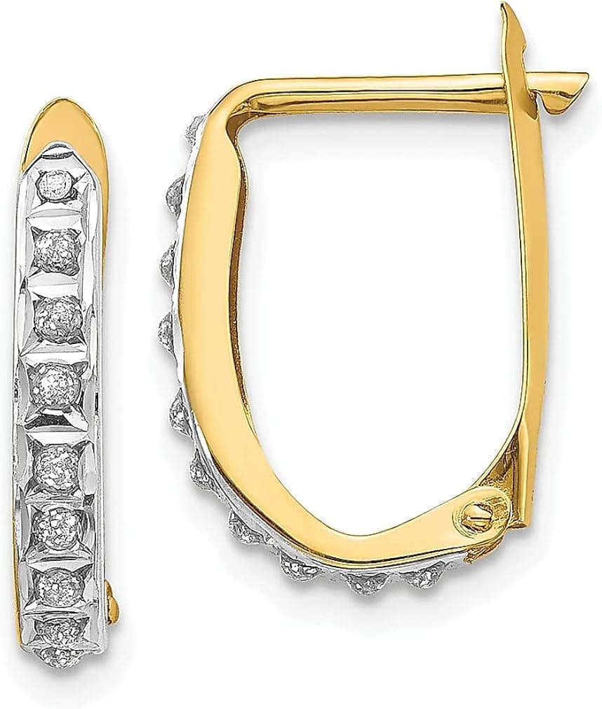14k Yellow Gold Diamond Hinged Hoop Earrings Oval Fine Jewelry For Women Gifts For Her
