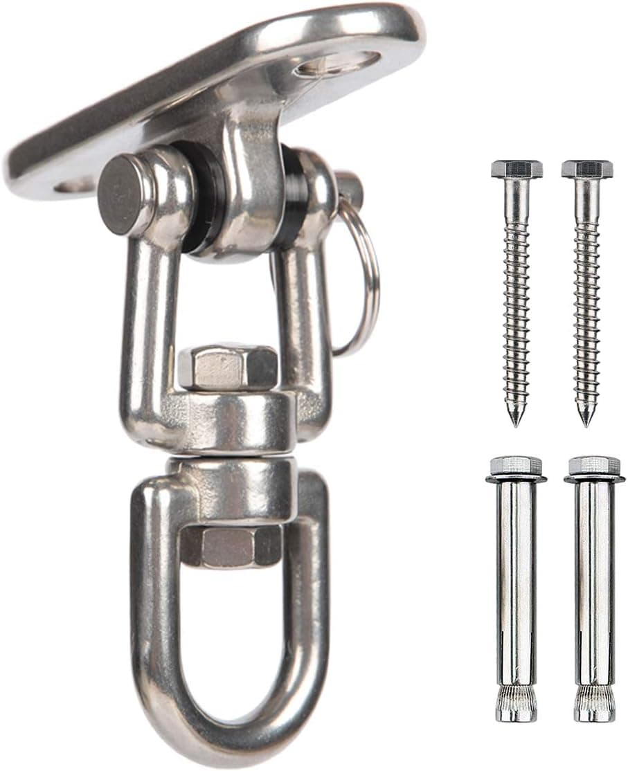 Luniquz Punching Bag Hanger, Stainless Steel Swivel Ceiling Mount for Beam Heavy Bag,Gym Swing,Trapeze,Hammock