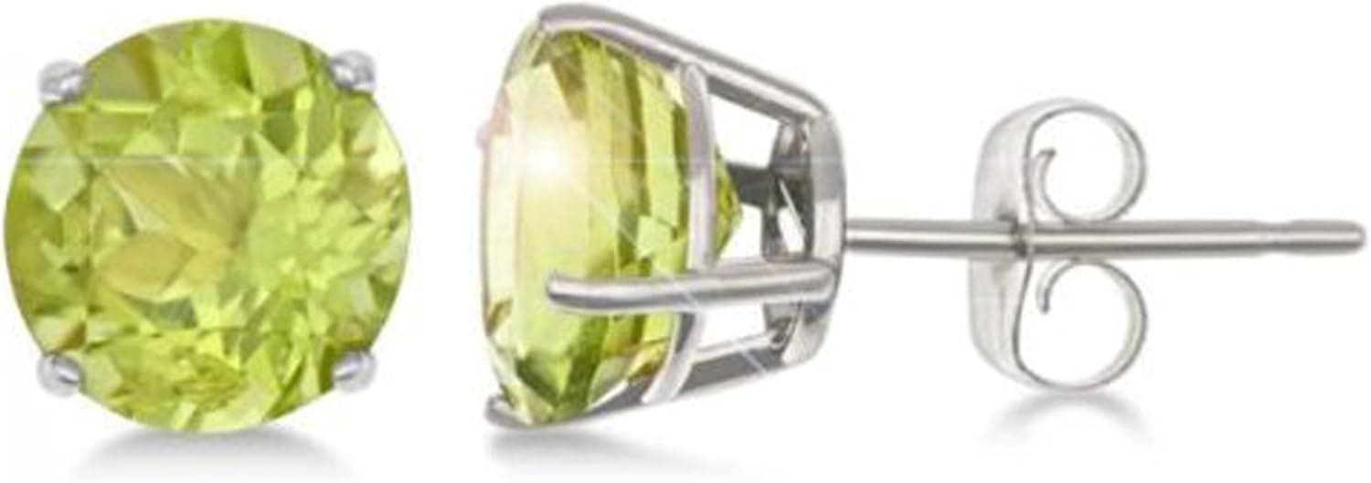 August Birthstone Peridot Natural Gemstone Sterling Silver Round Earring Set