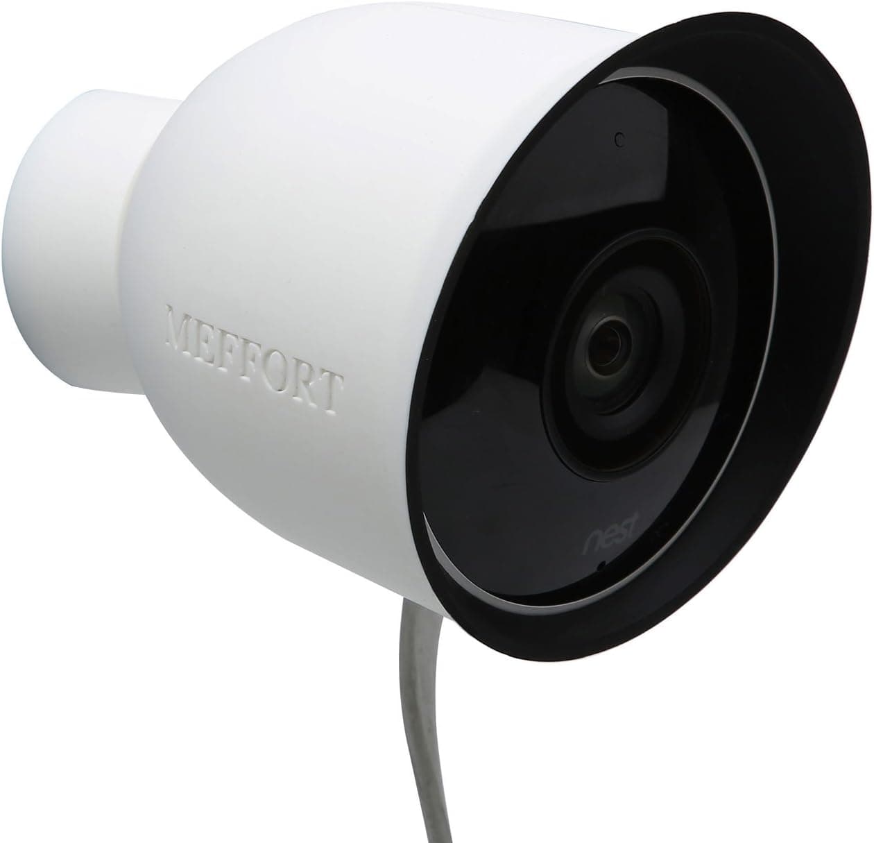Silicone Skin Case Cover with Dual Layer Sunshade Design (Clear Night Vision) for Nest Cam Outdoor Wired (1st Generation), Offer Sun Glare UV Weather Protection & Disguise NestCam Camera - White