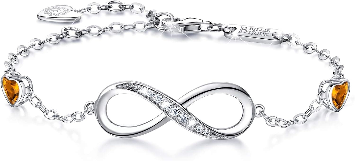 Billie Bijoux Infinity Love Bracelets for Women 925 Sterling Silver Womens Bracelet Love Symbol Charm Adjustable Bracelet Jewelry Gift Birthday Mother's Day Gift for Mom Women Wife Girls Her