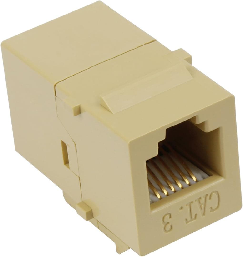 AllSmartLife 5-Pack CAT3 Keystone Female to Female RJ11/RJ12 Ethernet Phone Jack Inline Coupler - Yellow