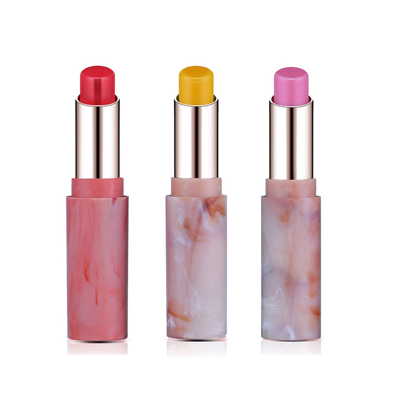 Firstfly 3 Pack Jelly Crystal Lipstick, Nutritious Moisturizing Lip Balm Temperature Color Change Lipstick Waterproof Long Lasting Lip Gloss