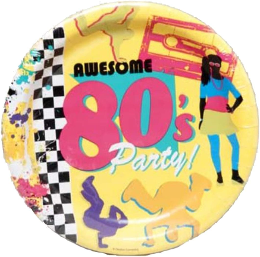 Creative Converting WM424473 Awesome 80s Party Dinner Plates, 8 ct.