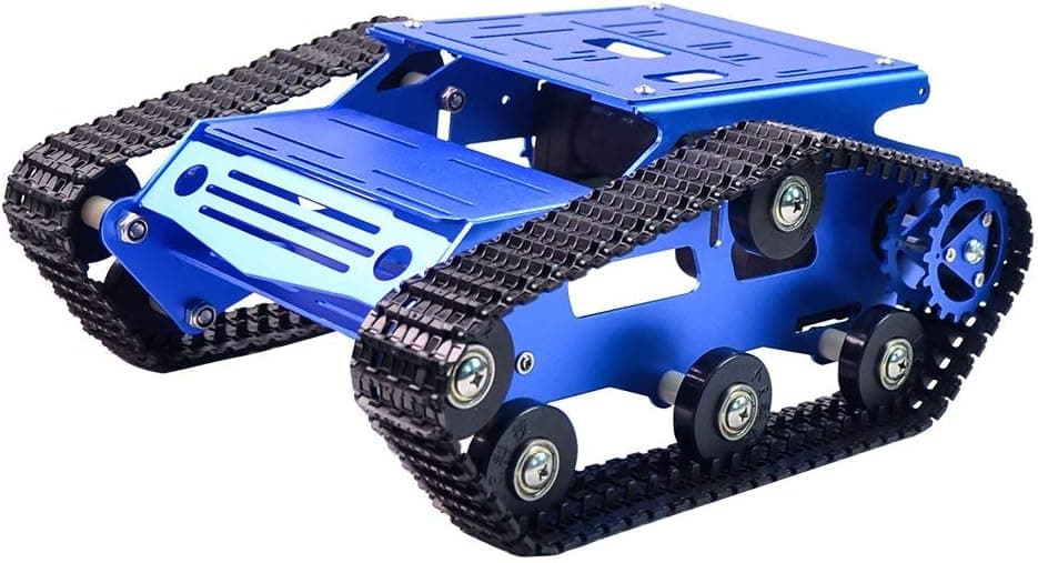 KOOKYE Robot Tank Car Kit Tank Chassis Platform Metal Stainless Steel 2DW Motor for Arduino/Raspberry Pi DIY (Blue Tank Chassis)
