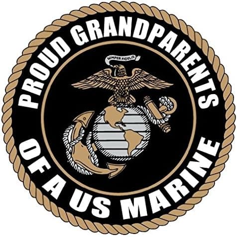 Proud Grandparent US Marine Corps Army Decal Sticker (Black)