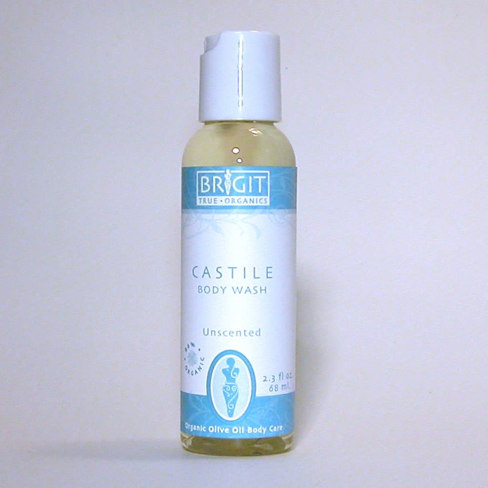 NOW: NOP certified, Brigit True Organics- UNSCENTED Castile Body Wash, 2.3 fl. oz. (85% ORGANIC)