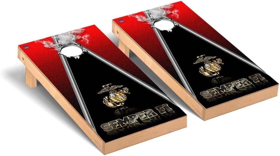 Victory Tailgate US Marines USMC Regulation Cornhole Game Set SEMPER FI Triangle Version