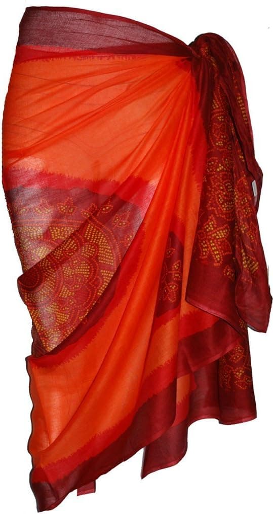 Soft Orange Cotton Sarong with Bandana Design