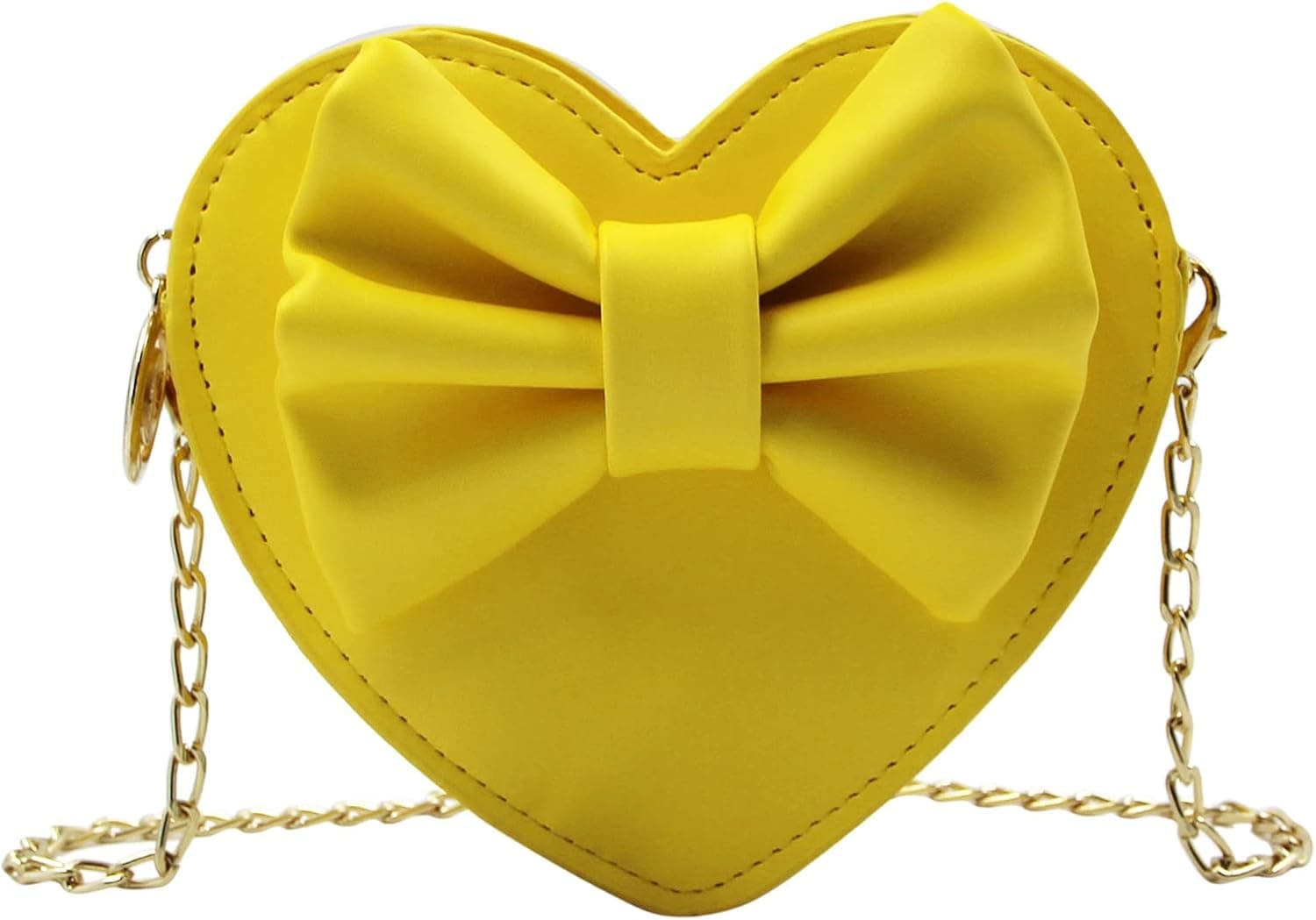 ZGMYC Cute Heart-shaped Crossbody Purse Bowknot Shoulder Bag Satchel for Little Girls Toddlers (Yellow)