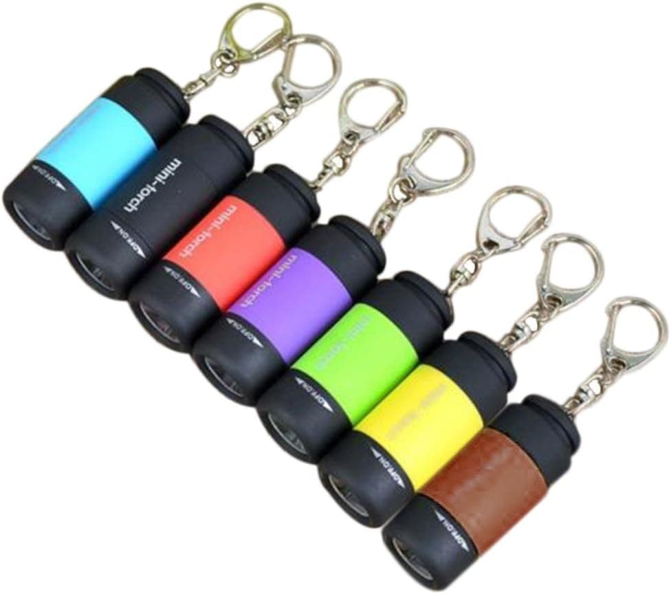 OpenBeauty 7 Pack Mini Keychain Flashlight Pocket Torch 50 Lumen USB Rechargeable LED Waterproof Lamp EDC Light