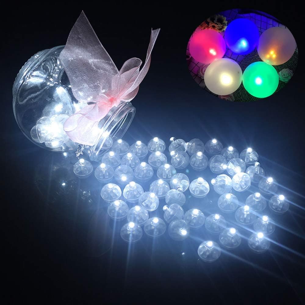 100 Pcs Glow in The Dark Easter Eggs, Led Balloons Light Up Balloons for Party, Round Mini Waterproof Tiny Flash Led Light for Balloon, Birthday Party Wedding Halloween Eggs Christmas Decoration