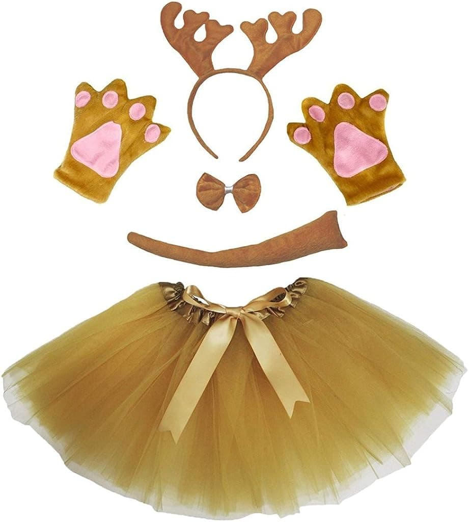 Petitebella Combined Animal Headband Bowtie Tail Tutu 5pc Girl Costume 1-5y