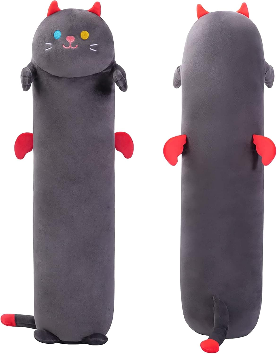 Mewaii Long Cat Plush Body Pillow, 28” Cute Black Cat Stuffed Animals Kawaii Soft Plushies, Kitten Plush Pillow Doll Toy Gift for Girls Boys