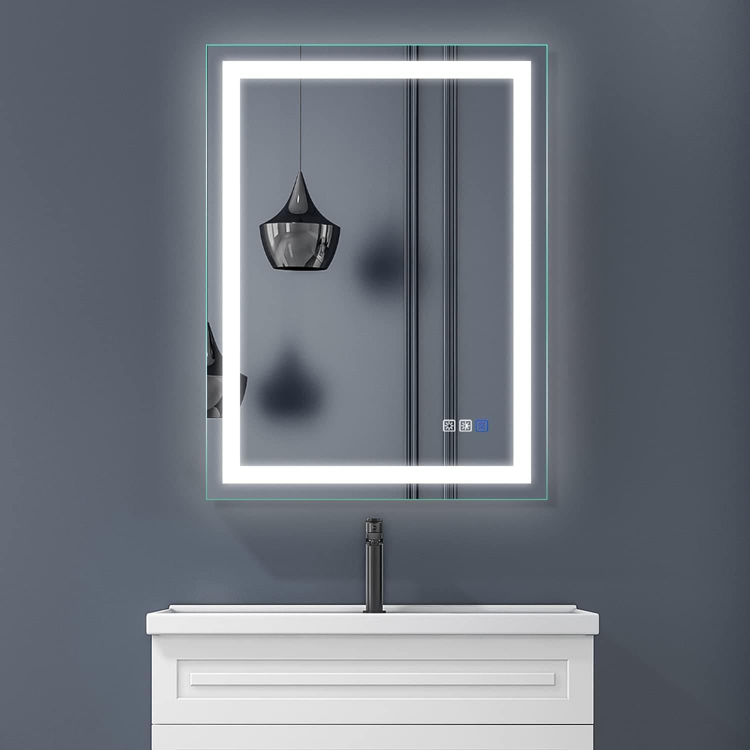 YRSHA 24 x 32 Inch LED Bathroom Mirror, Lighted Smart Wall Mounted Mirror with Lights, led Mirror for Bathroom,Anti Fog Dimmable Memory 3 Colors,IP44 Waterproof, CRI>92