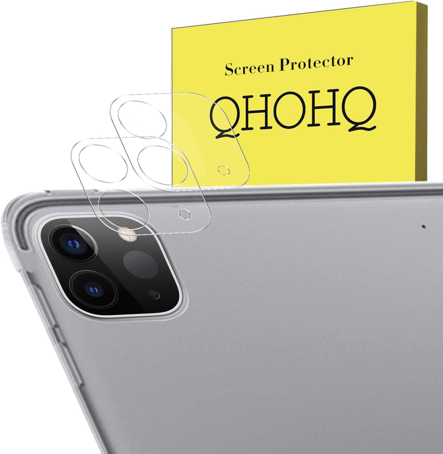 [2 Pack] QHOHQ Camera Lens Protector Compatible with iPad Pro 11 2020 (2nd Gen) and iPad Pro 12.9 2020 (4th Gen), Tempered Glass Film, [Easy to Install] [9H Hardness] Anti-Scratch Protector - HD Clear