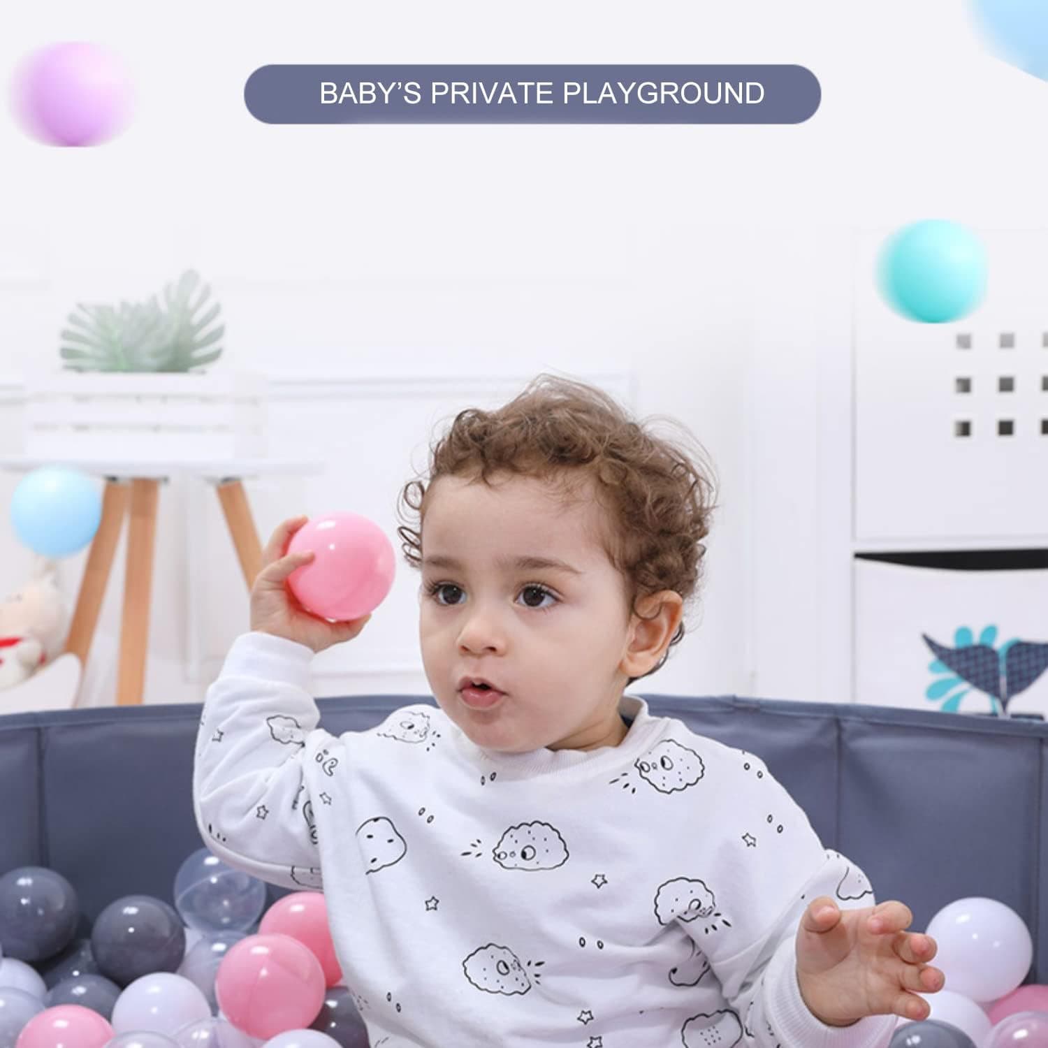 Aprilin Ball Pit Balls Crush Proof Plastic Children's Toy Balls Ocean Balls Small Size 2.15 Inch Phthalate & BPA Free Pack of 100 White Clear Warm-Gray Green