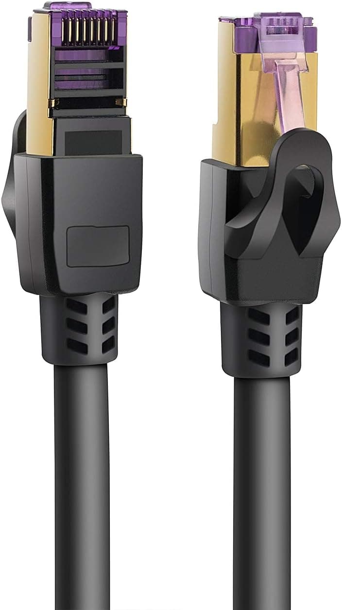 Pasow Cat8 Ethernet Cable Network Patch Cable 40Gbps 2000Mhz SFTP Shielded High Speed LAN Wire Cable Cord(1.5ft/0.5m)