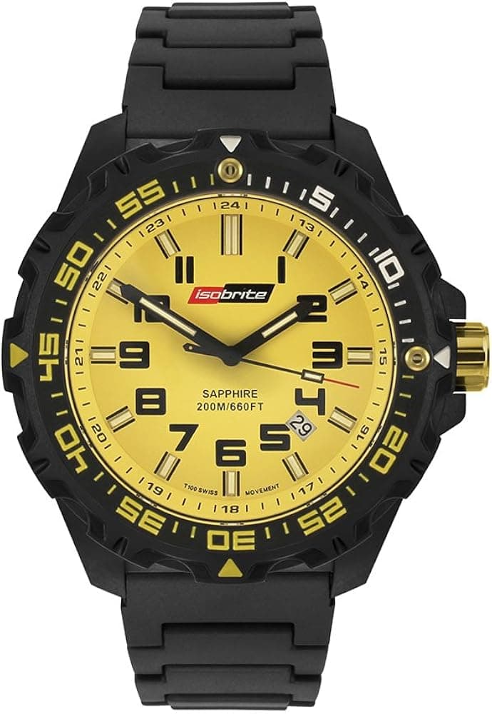 Isobrite ISO313 Valor Series Black and Yellow T100 Watch Black Polyurethane Band