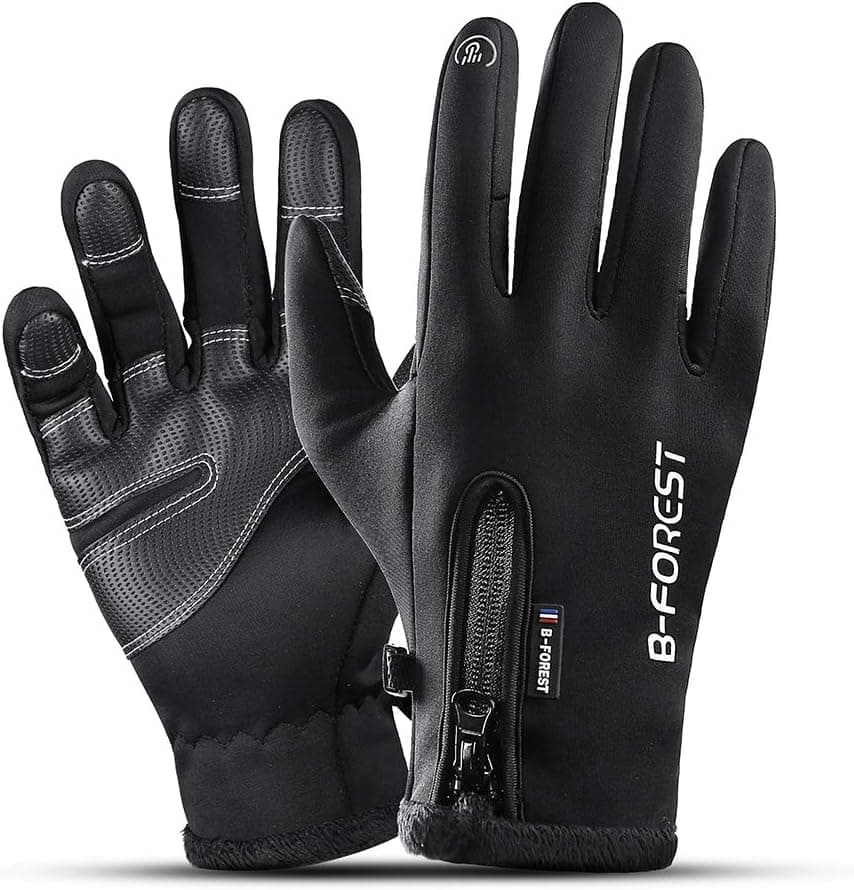 VMFTS Winter Gloves Waterproof Touch Screen Gloves Leather Palm Firm Grip Fleece Work Gloves Windstopper for Men and Women Outdoor Sports Cycling Driving Running Skiing (Large)