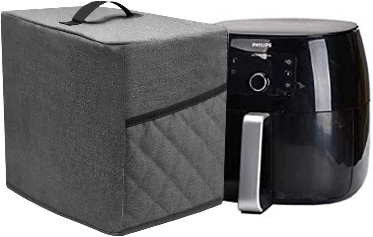 HOHUO Air Fryer Dust Cover with 2 Accessory Pocket Compatible with Philips & Cosori Air Fryer (Grey, FIT FOR 2.8-4.8 QUART AIR FRYER)