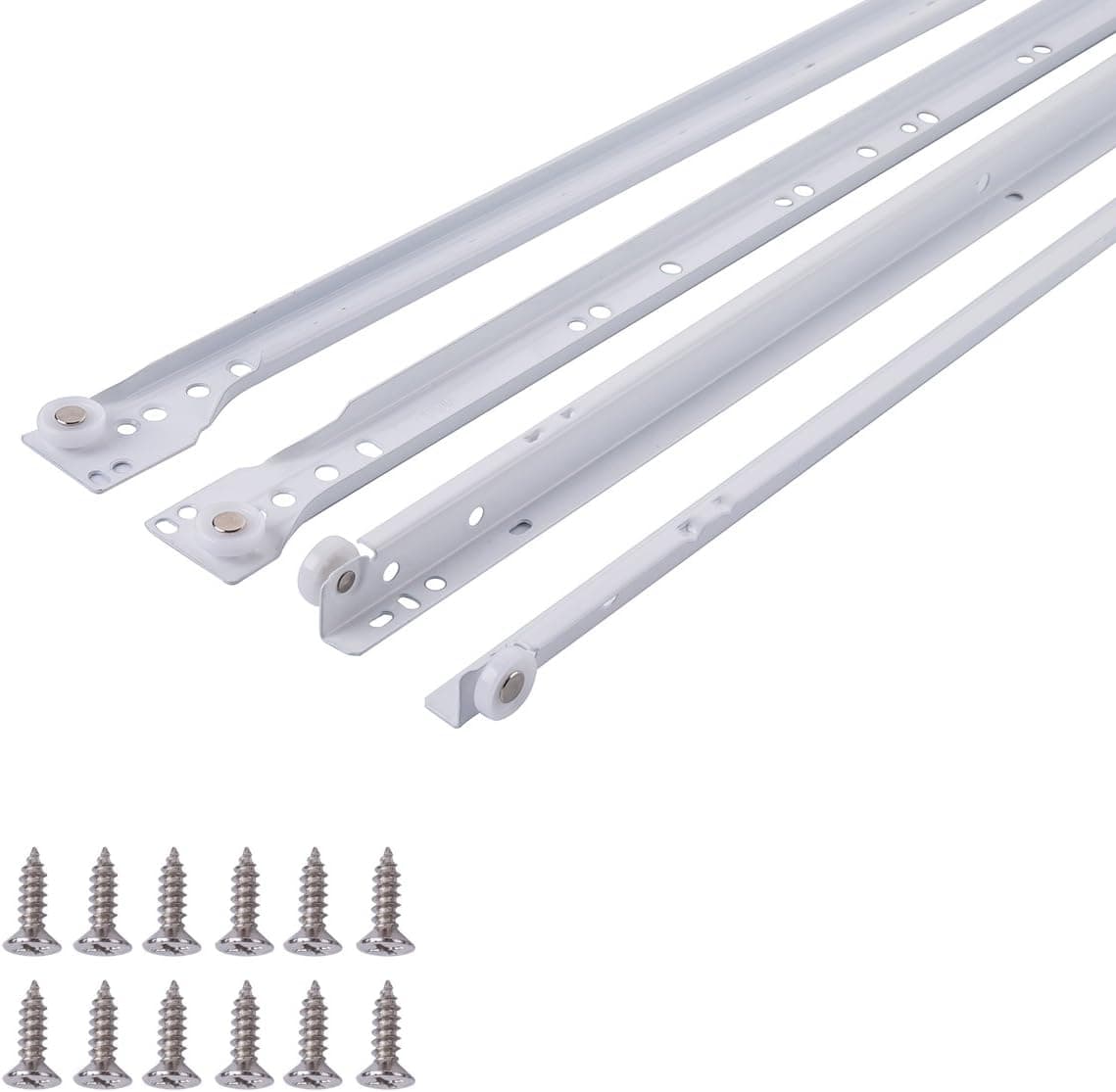 Amazon Basics Euro Bottom Mount Drawer Slides, 22 Inch, White Powder Coat, 1-Pair