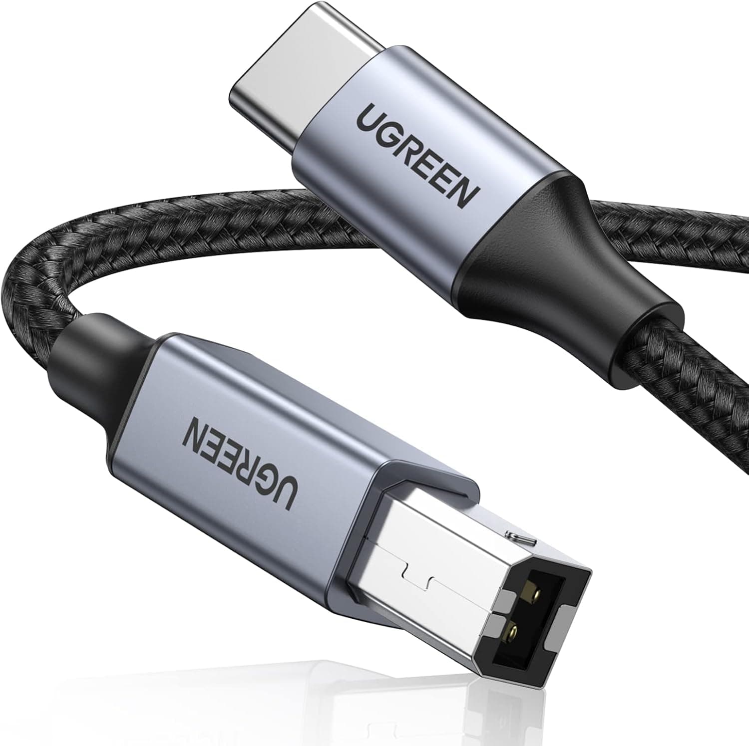 UGREEN USB B to USB C Printer Cable 6 FT, Nylon Braided USB C to USB B Printer Cable for MacBook Pro/Air, USB C MIDI Cable Compatible with Yamaha Piano MIDI Keyboard, DAC, DJ Controller for iPad Pro