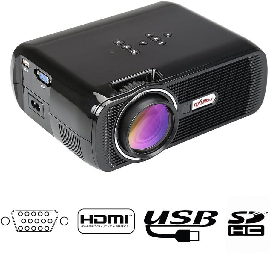 Flylinktech 1200 Lumens LED Video Projector Support 1080p with HDMI/USB/VGA/AV/TV Tuner Portable Home Theater Projector for Computer/PS3/PS4/XBOX Games Mini Movie Projector