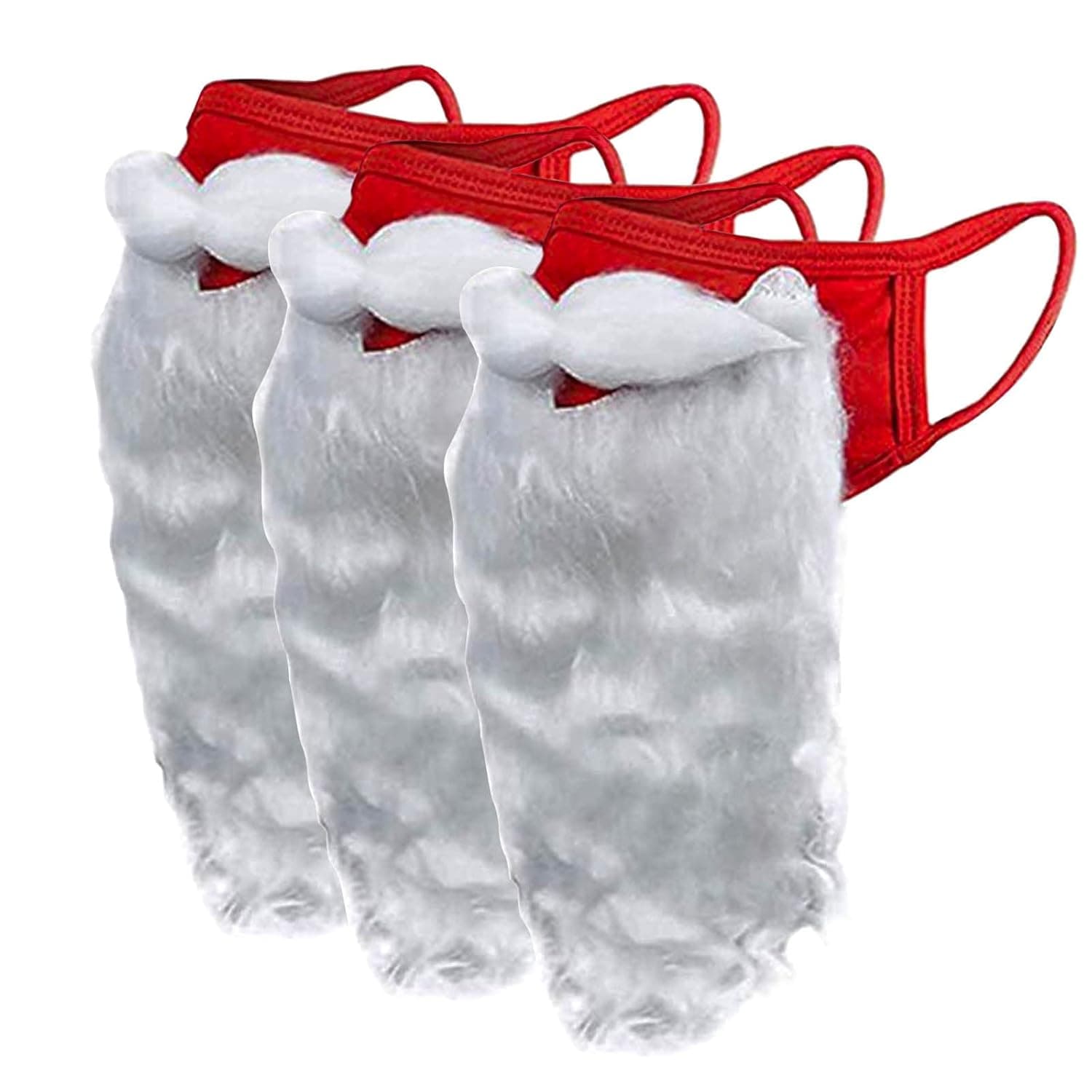 VARWANEO Beard Santa Christmas Face Mask Costume Red Xmas Navidad Gifts for Men Women Designer Cloth Breathable Reusable Washable Adjustable Nose Wire Cubre Bocas Comfortable Fabric