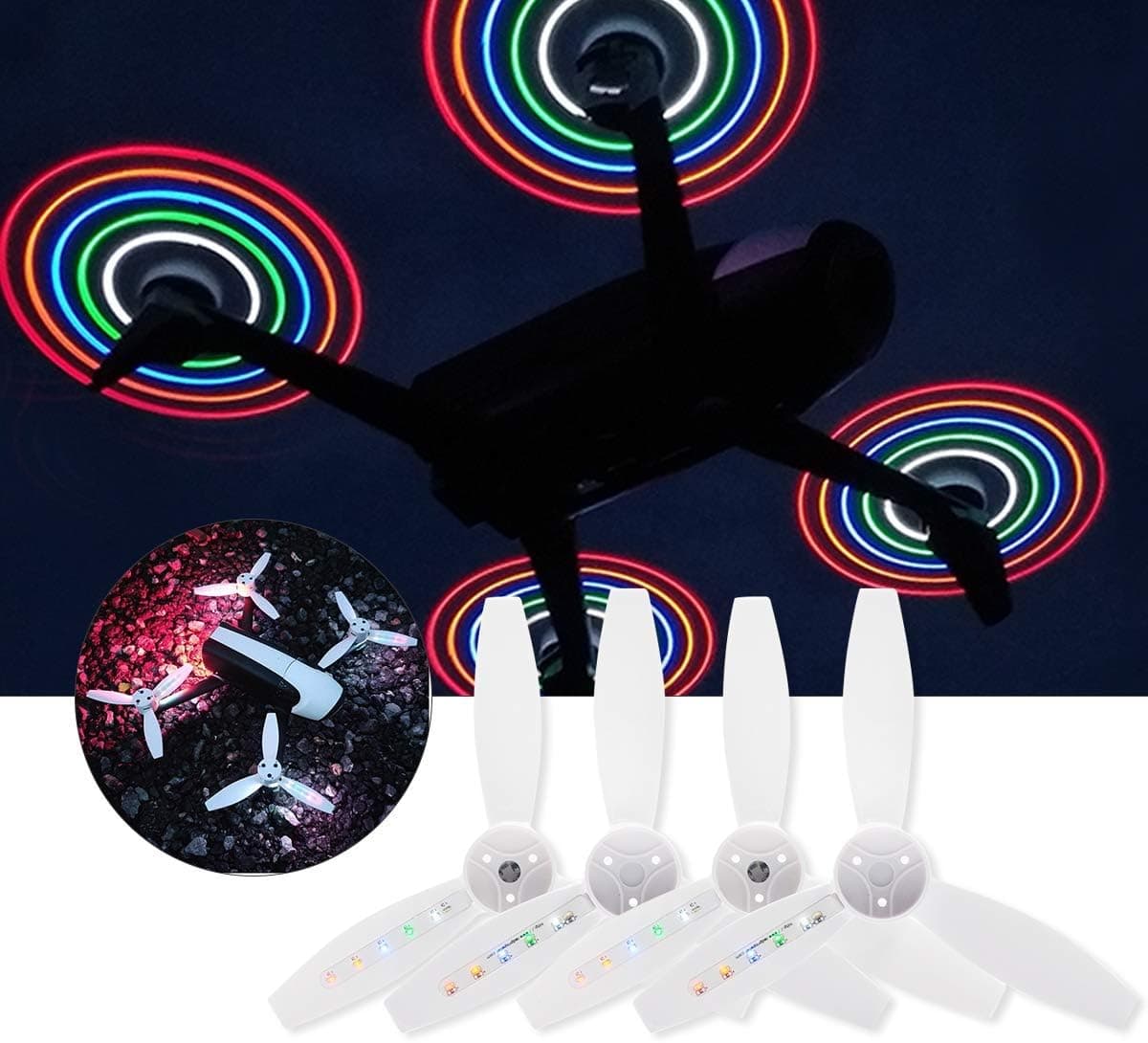 Crazepony 4pcs 3-Blade Propellers for Parrot Bebop 2 Series Flash Light Propellers w/Hex Wrench