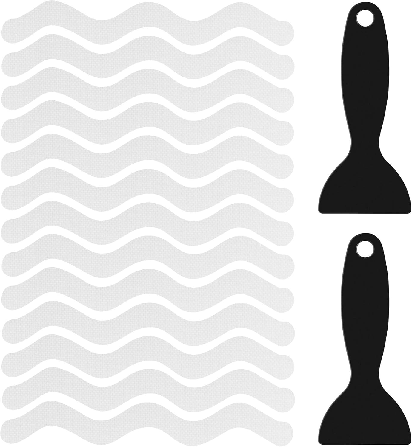 48 Pieces Non-Slip Bathtub Stickers Adhesive Bath Strips Transparent Bath Tub Shower Stickers Gravel Texture Safety Bathtub Decals with 2 Scrapers for Bathroom Tubs, Shower Room, Floor, Stairs