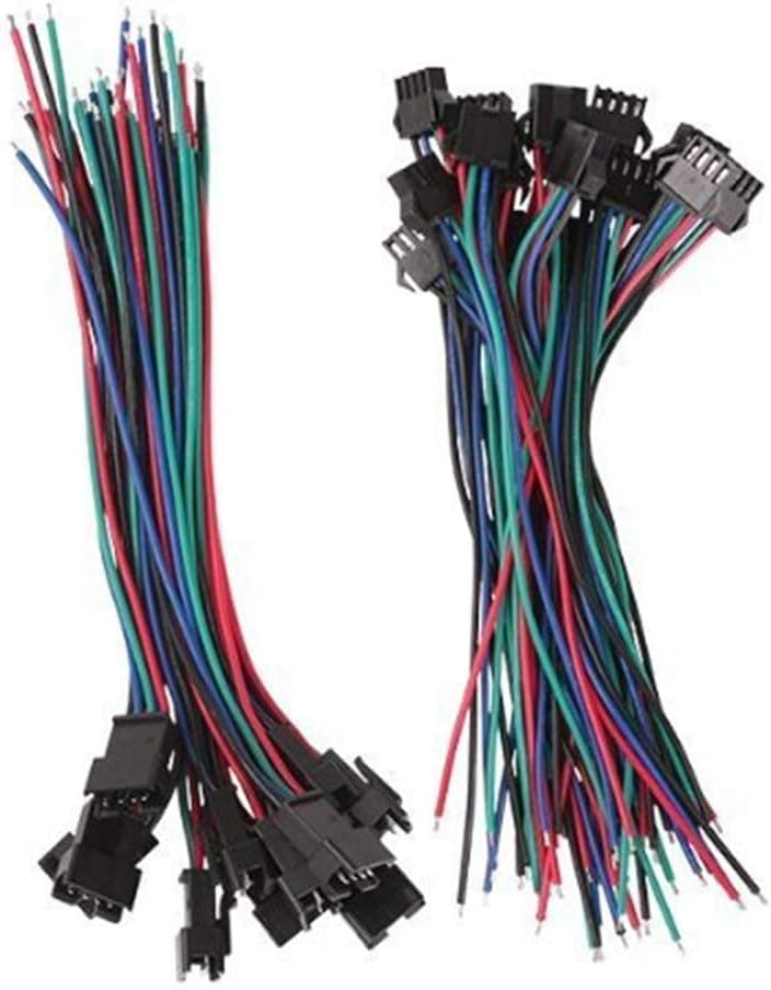 4 Pin 4P JST SM Connector Male to Female JST SM Plug Connector Cable for RGB LED Light Strip 5050/3528 20 Pairs