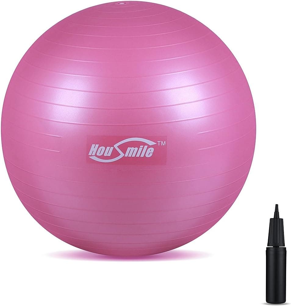 Housmile Exercise Stability Yoga Ball, Perfect Ball Chair for Home or Office (Pink 65cm)