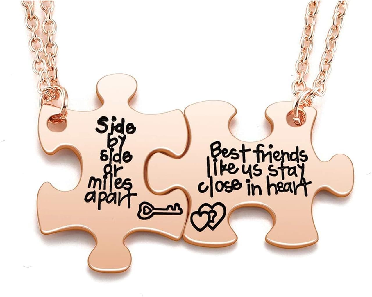 Top Plaza 2 Pcs Best Friends Friendship Bff Necklaces Set Puzzle Matching Alloy Pendant Necklaces Gifts for Best Friends